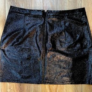 Black shiny leather skirt